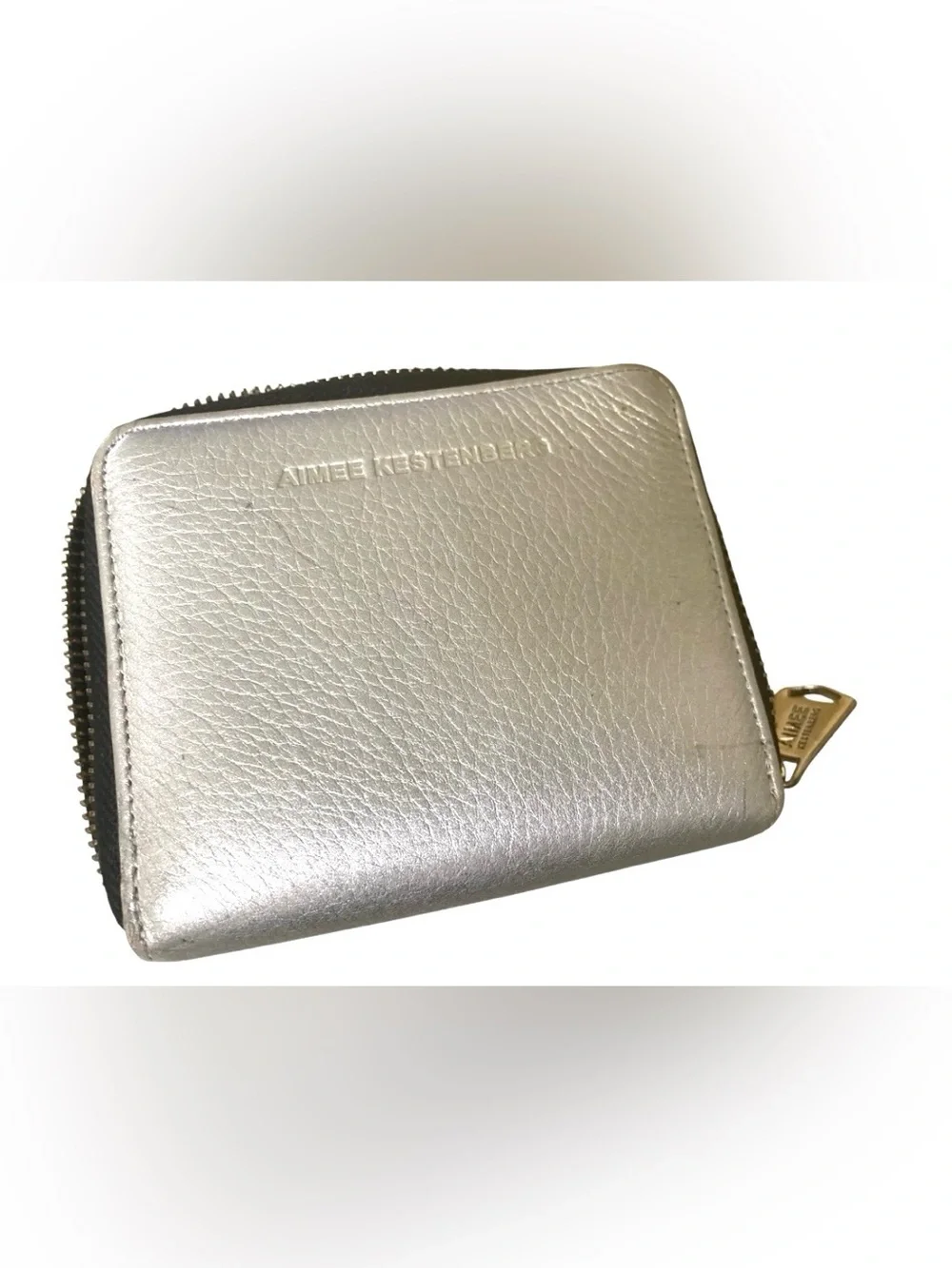 Aimee Kestenberg Brixton Metallic Silver Leather Zip Around Wallet